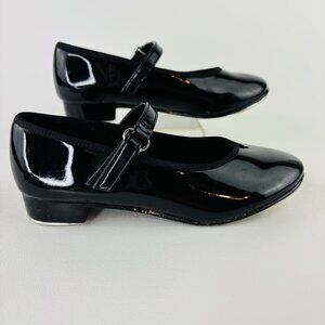 BCG Black Shiny Tap Dance Shoes Toddler Girls Children's Size 11 Narrow